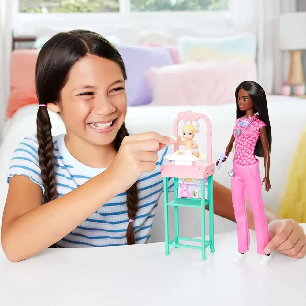 Barbie Baby Doctor Doll with Brunette Fashion Doll 1 Baby Doll Furniture NWT